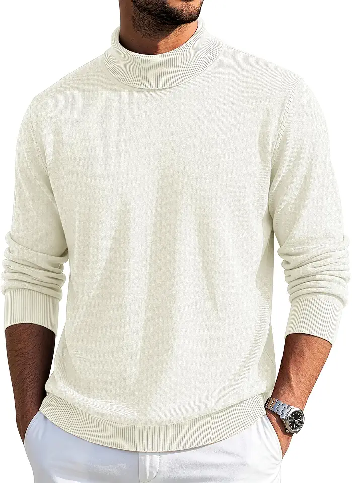 MAGCOMSEN Men's Turtleneck Sweater Knitted Long Sleeve Pullover Sweater