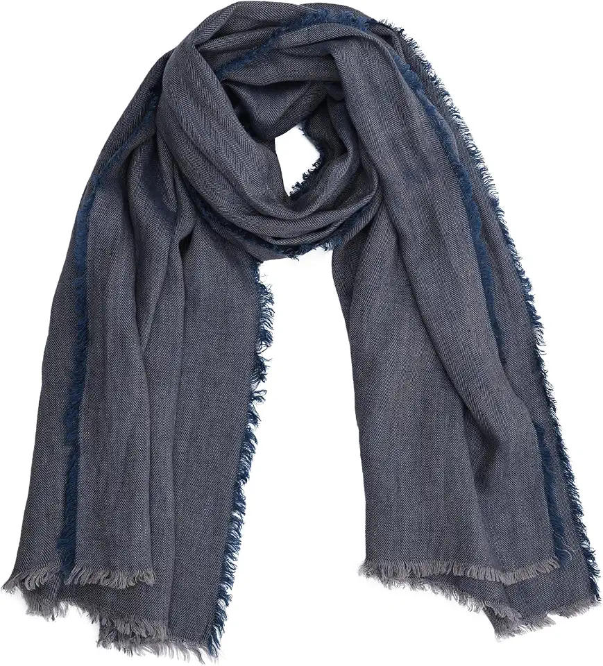 100% Linen Scarf with Fringe for Women Men
