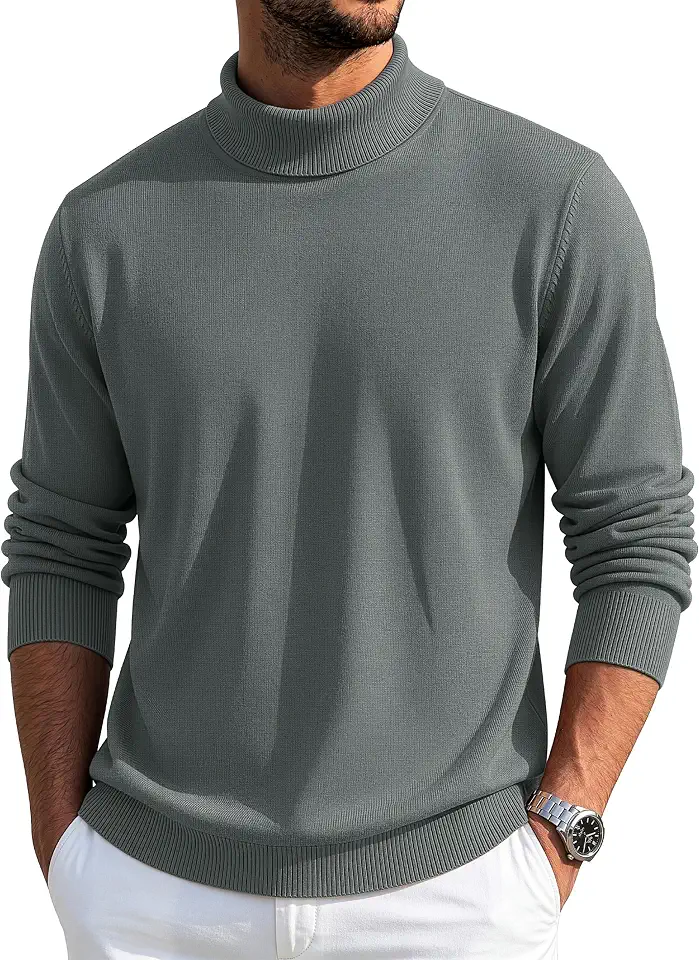 MAGCOMSEN Men's Turtleneck Sweater Knitted Long Sleeve Pullover Sweater