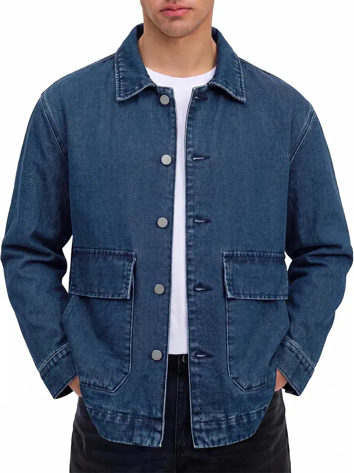 Men's Medium Wash Denim Chore Jacket