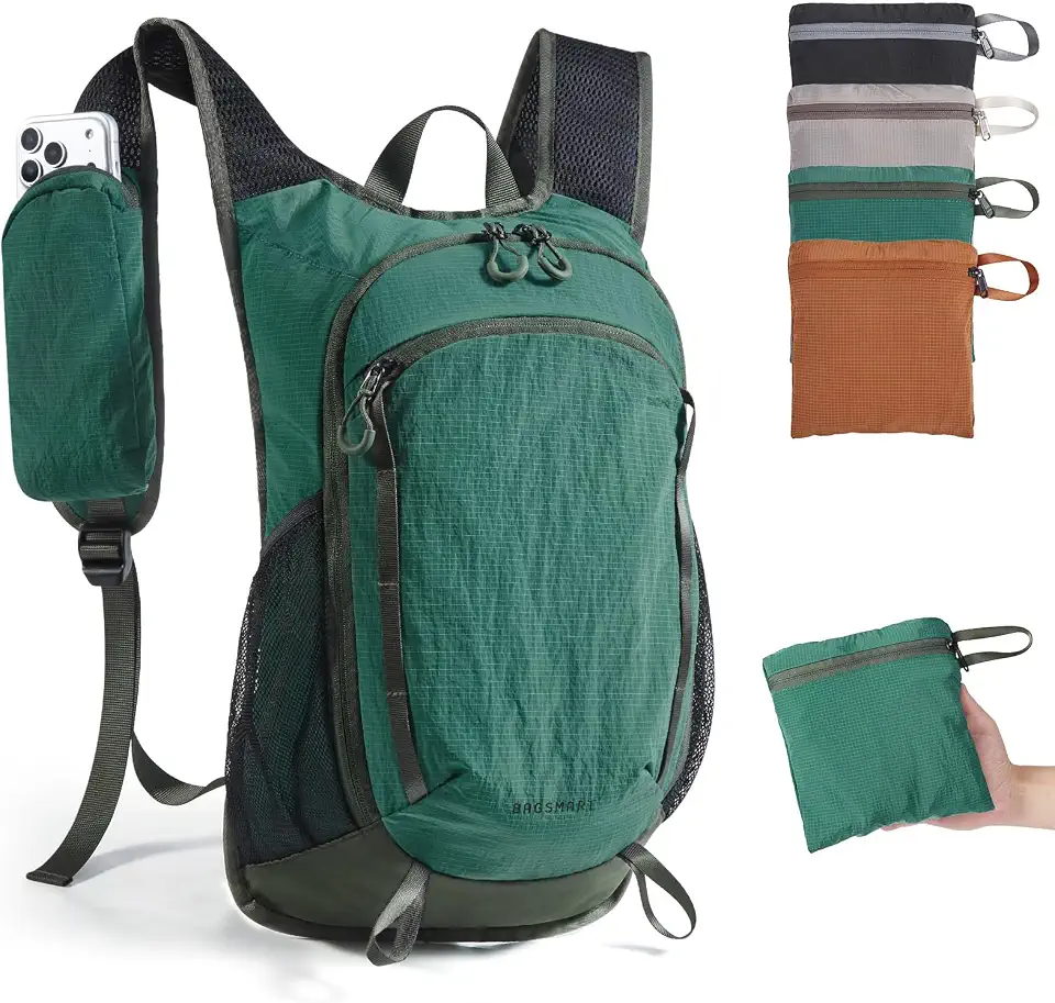 BAGSMART 15L Packable Hiking Backpack for Women Men, Lightweight hiking bag