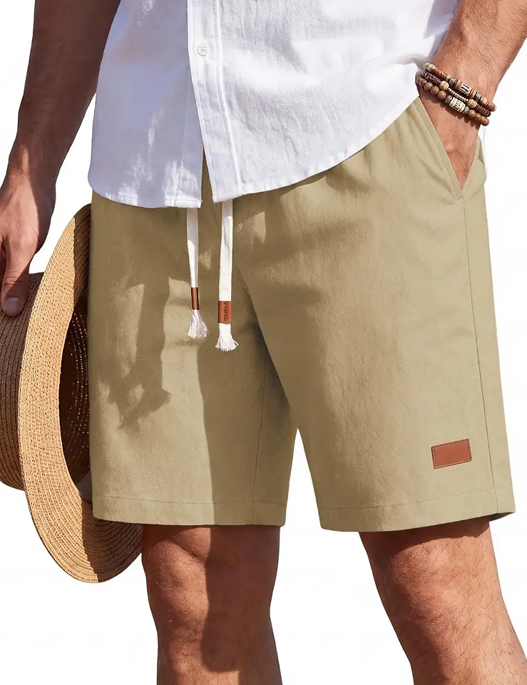 TACVASEN Men's Casual Cotton Shorts Summer Beach 7 Inch Lounge Shorts