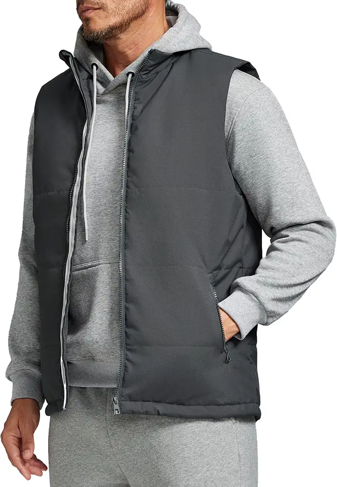 Susclude Mens Puffer Vest Water Resistant Zipper Casual Sleeveless Jacket