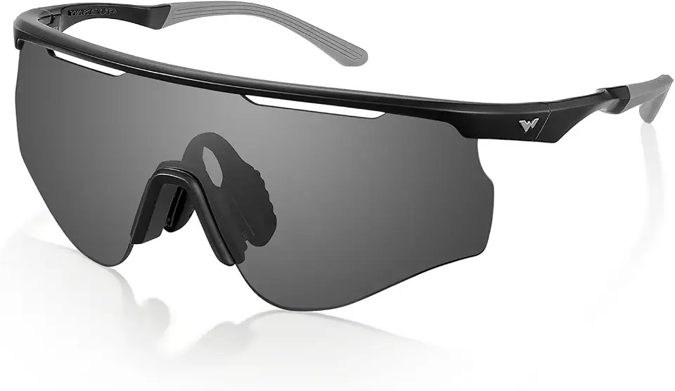 WAKE UP Wrap Around Polarized Sports Sunglasses for Men Women Cycling UV400