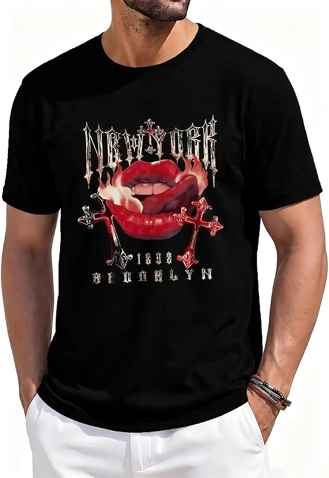 Mens Graphic Short Sleeve Tees - Vintage Hiphop Print T-Shirts