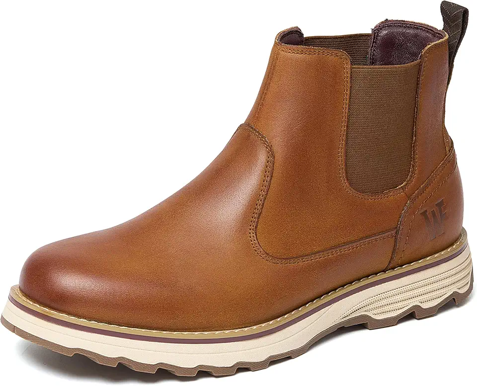 Men's Top-Grain Nubuck Leather Chelsea Boots with Lug Sole