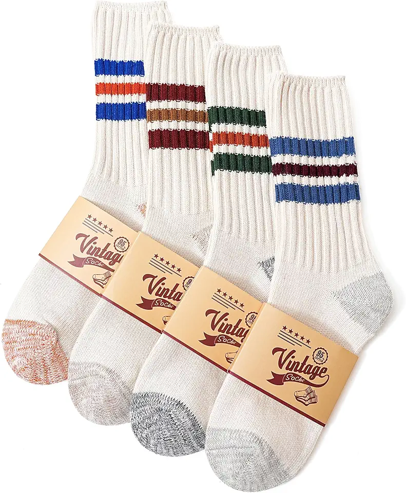 OEKO-TEX STANDARD 100 Jeasona Men's 95% Cotton Crew Socks, Mid-Calf Stripe Socks, Size 10-13