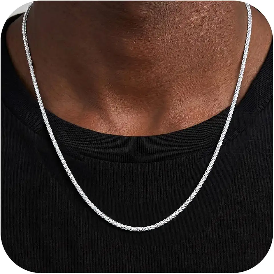 Silver Chain for Men 925 Sterling Silver Over 2.5mm/3mm Wheat Chain