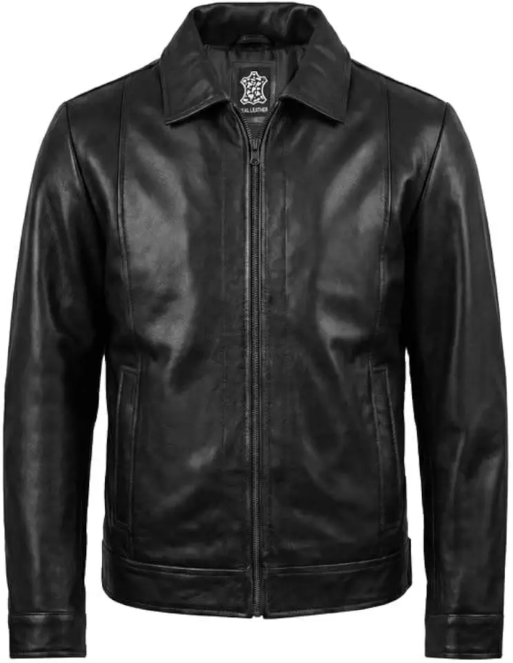 yuckfou Mens Real Leather Bomber Jacket, Waxed Leather Jackets Motorcycle