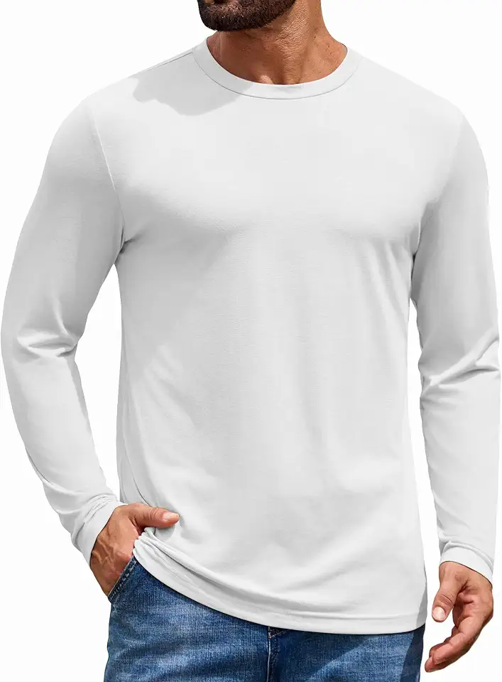 Global Recycled Standard COOFANDY Men's Long Sleeve T-Shirt Cotton Blend T Shirts Casual Crew Neck Basic Tee Soft Classic Regular Fit Tshirts