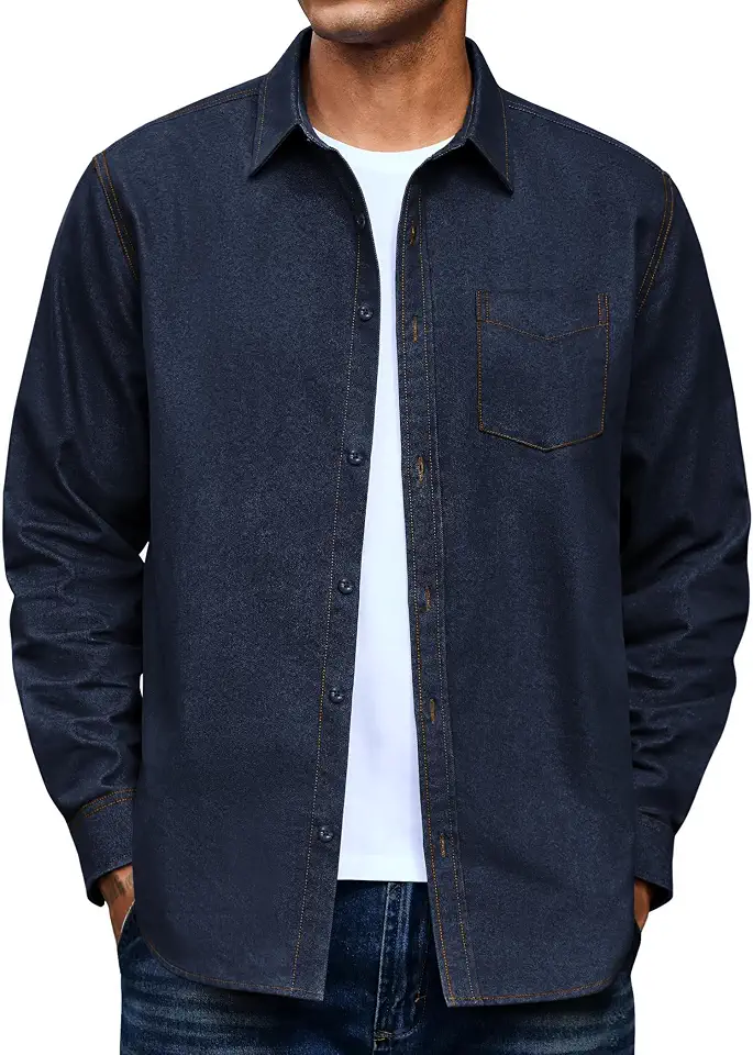Men's Denim Button Down Long Sleeve Shirt