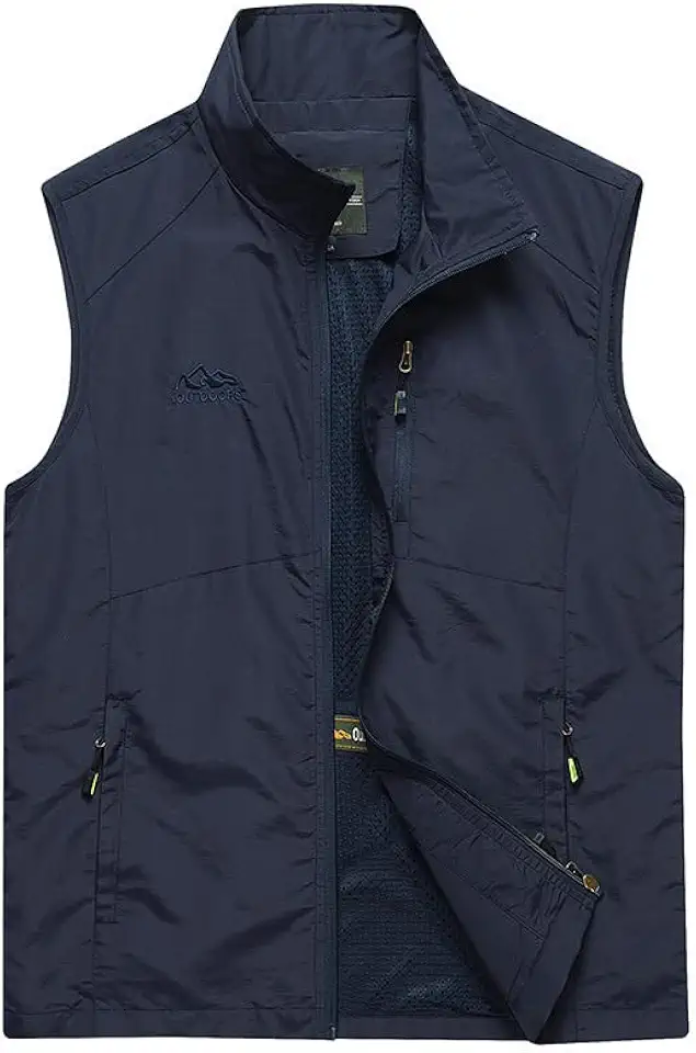 Wirltte Men's Lightweight Outdoor Vest,Dry Fishing Vest with Zipper Pockets, Breathable Hiking Travel Vest for Camping,