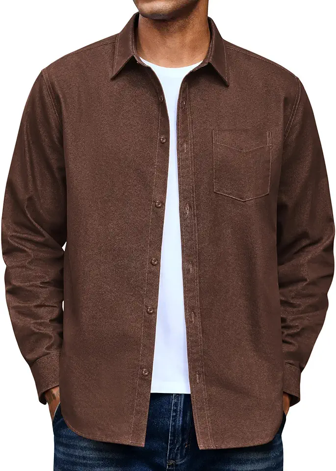Global Recycled Standard COOFANDY Mens Heavyweight Denim Shirt Long Sleeve Button Down Jean Jacket