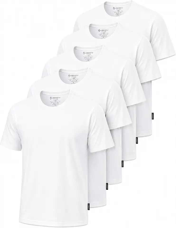 Men's T-Shirts 5 Pack, Lightweight Cotton Blend Crew Neck Tees, Soft Casual
