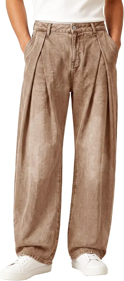 Men's Ecru Relaxed Barrel Jeans