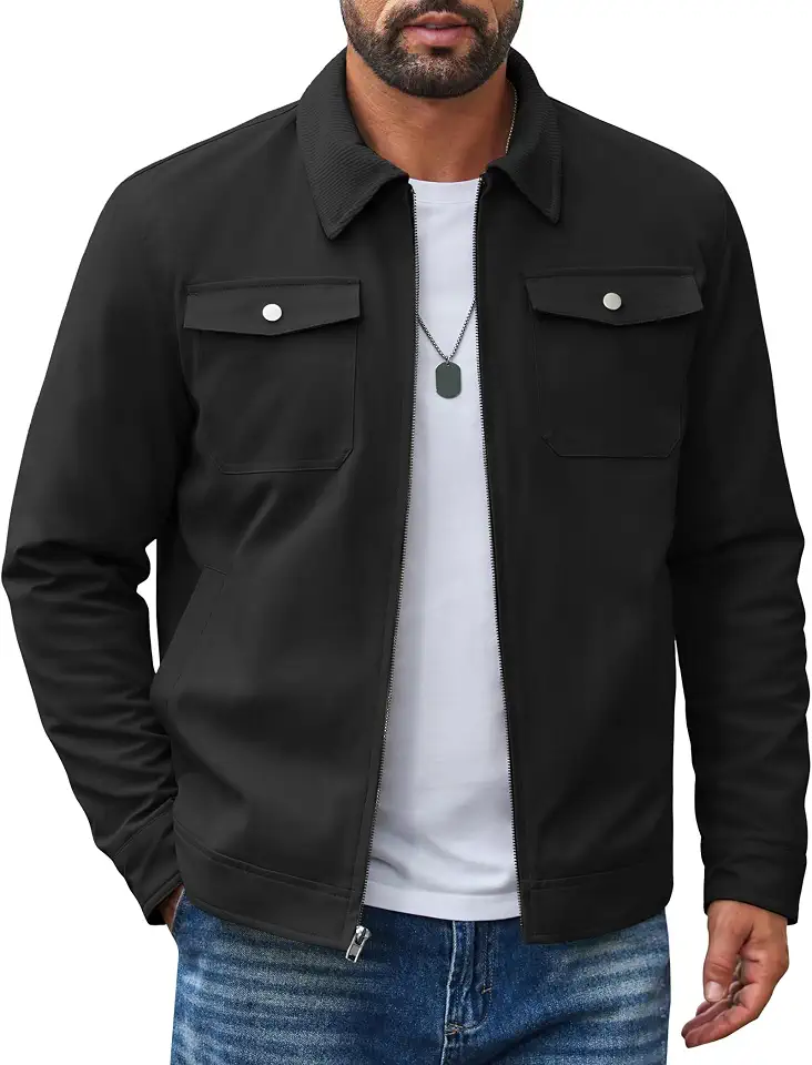 COOFANDY Men's Casual Work Jacket Quilted Lined Jackets Fall Winter Coat