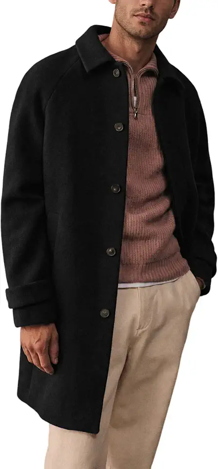 Springrain Mens Collar Wool Blend Pea Coat Warm Winter Overcoats