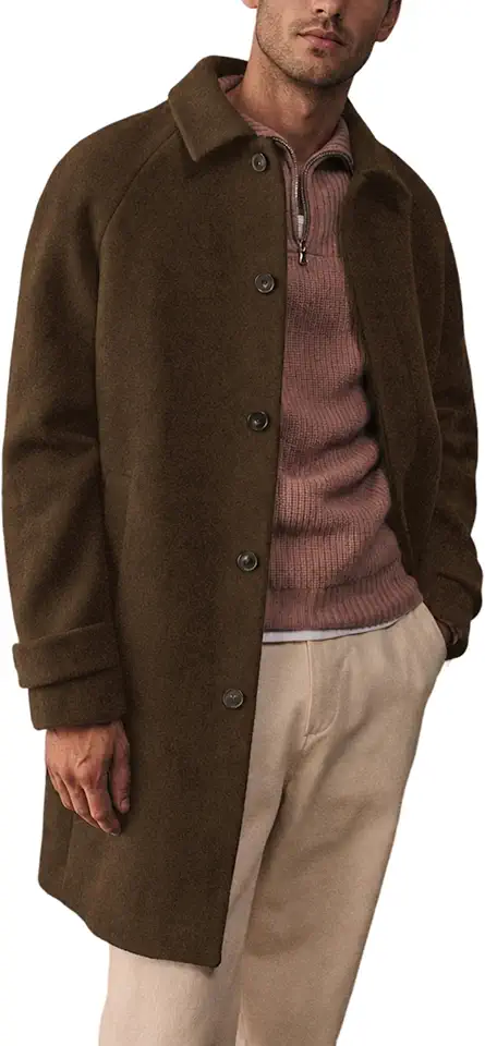 Springrain Mens Collar Wool Blend Pea Coat Warm Winter Overcoats