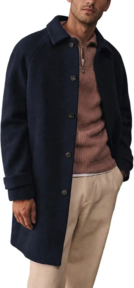 Springrain Mens Collar Wool Blend Pea Coat Warm Winter Overcoats