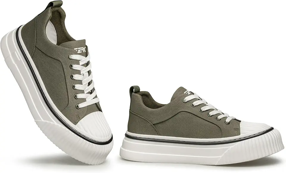 ZRO Men's Premium Canvas Shoes, 1.65in Thick Sole Lace-Up Casual Sneakers