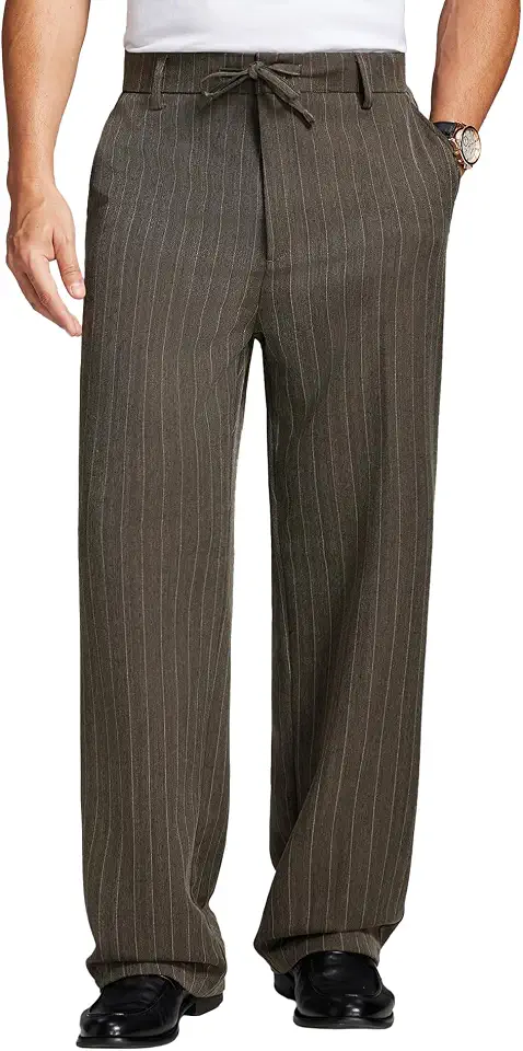 Men's Brown Striped Seersucker Dress Pants
