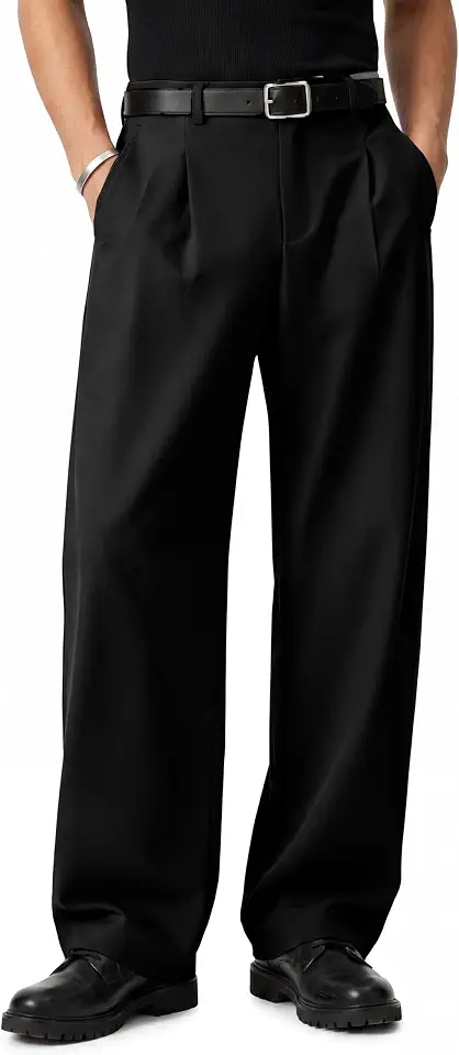 Runcati Mens Baggy Dress Pants Wide Leg Pleated Casual Slacks 30"/32"