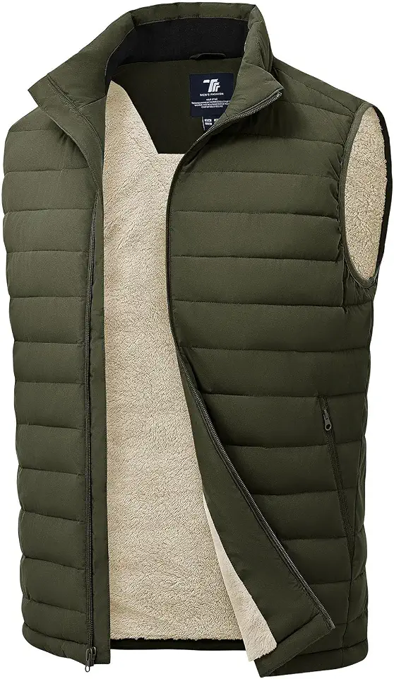 Rdruko Men's Winter Puffer Vest Outerwear Sherpa Lined Vest