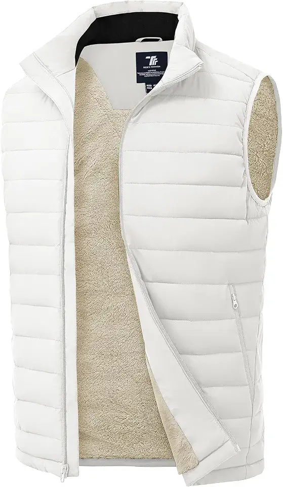 Rdruko Men's Winter Puffer Vest Outerwear Sherpa Lined Vest