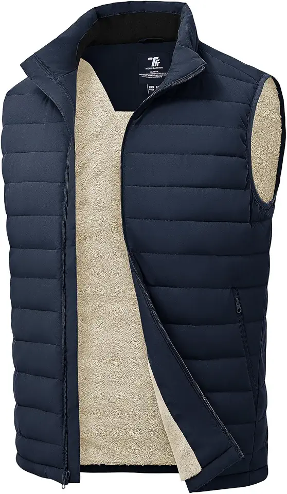 Rdruko Men's Winter Puffer Vest Outerwear Sherpa Lined Vest