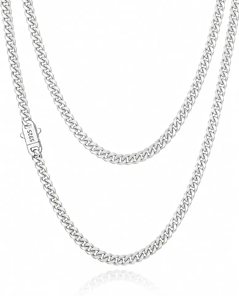5MM sterling silver Cuban Necklace 925 Silver Link Chain Necklace
