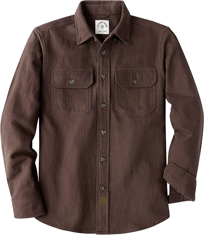 Dubinik® 9.7 oz Heavyweight Flannel Shirt for Men Long Sleeve Button Down