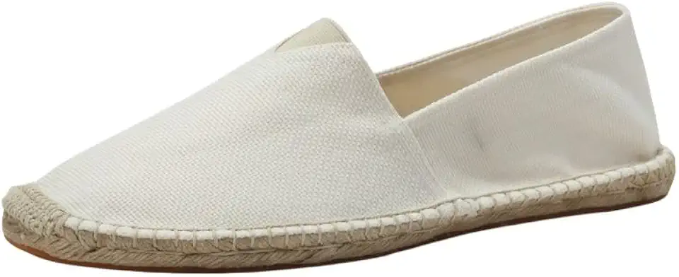 Men Large Size Canvas Espadrille Slip-on Flats, Jute Trim Casual Walking Loafers