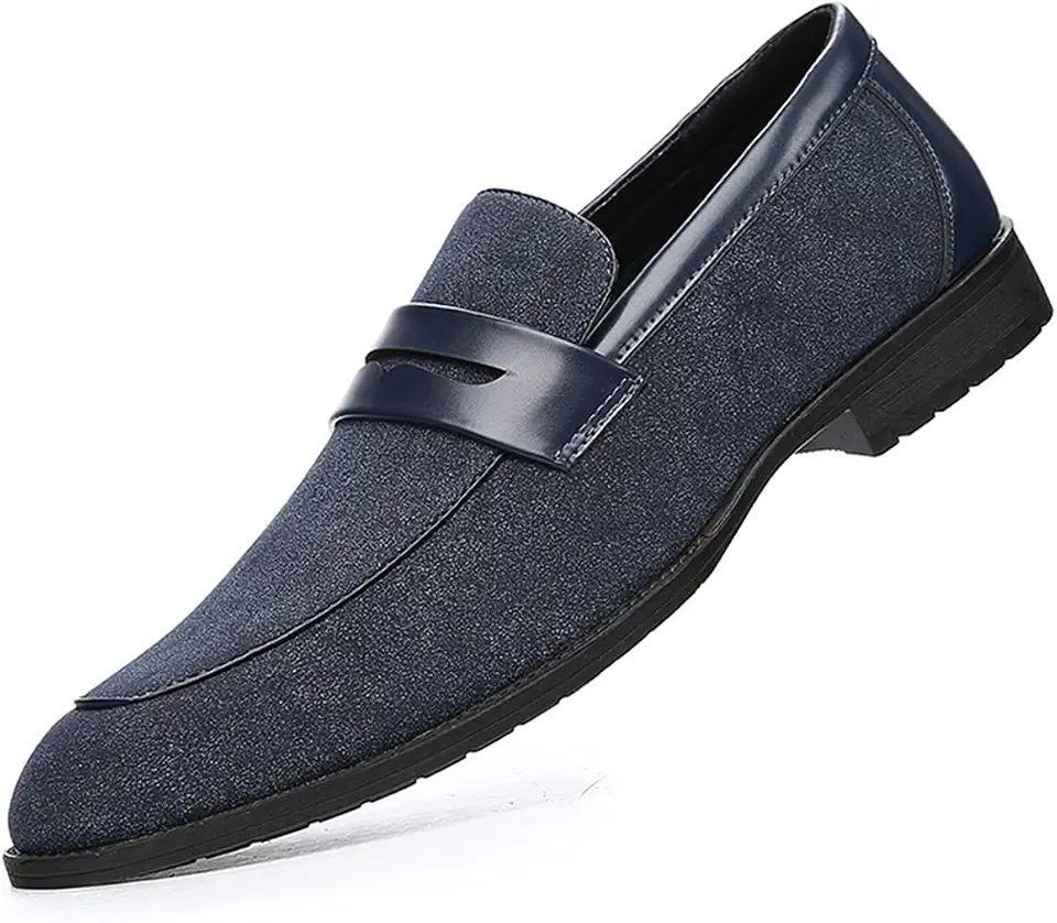 Men's Suede Dress Slip-on Penny Loafers Business Formal Tuxedo Shoes