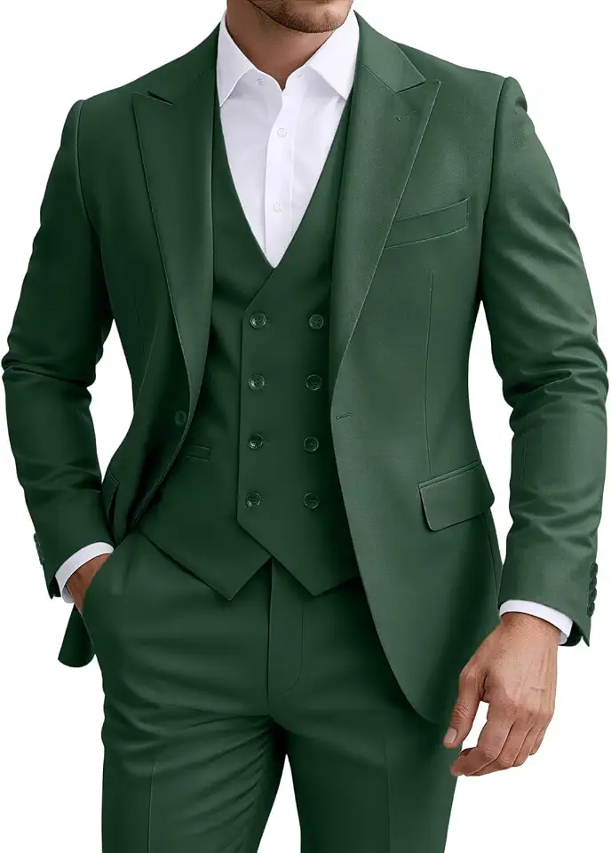 Men Suit 3 Piece Slim Fit Blazer Vest Pants Set for Prom Tuxedo
