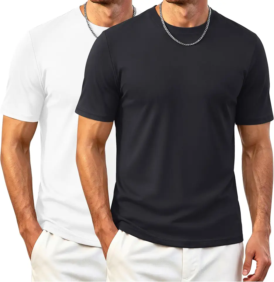 Cotrasen Mens 2 Pack Cotton T-Shirts Basic Crew Neck Moisture Wicking Tee Classic Casual Tops Plain Soft Shirt