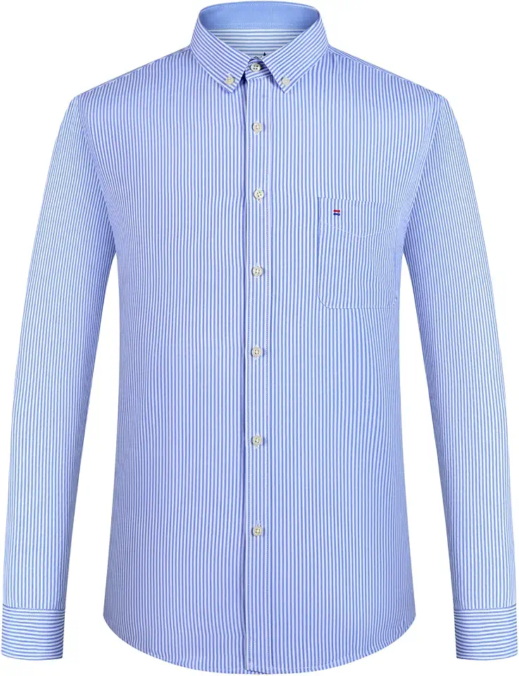 Men's Oxford Long Sleeve Dress Shirt Casual Button Down Shirts with Pocket