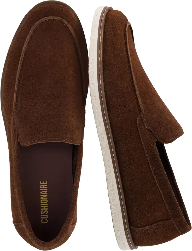 CUSHIONAIRE Caden Genuine Suede Penny Loafers for Men