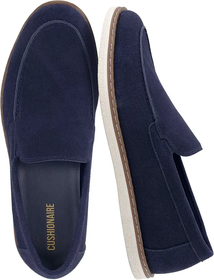 CUSHIONAIRE Caden Genuine Suede Penny Loafers for Men