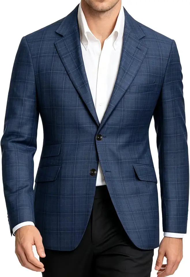 Plaid Blazer for Men Slim Fit Notch Lapel Casual Blazer for Party