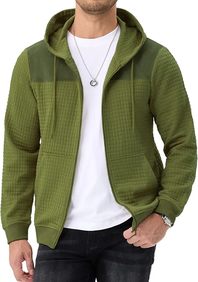 ZKMAN Men's Colorblock Zip Up Hoodie Lightweight Jacket