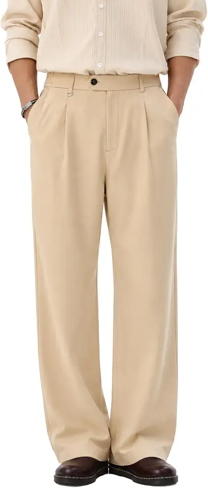 ZKMAN Men's Baggy Pleated Dress Pants Zipper Pockets Wide Leg Casual Slacks