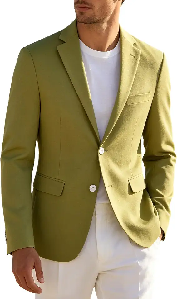 UNINUKOO Blazer for Men Summer Casual Linen Wedding Suit Jacket