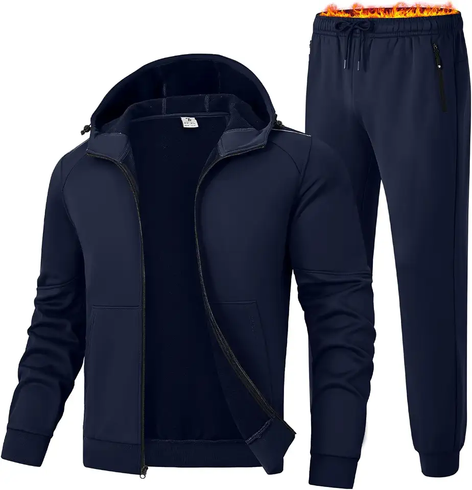 BGOWATU Men's Fleece Lined Sweatsuit Set Hoodie Jogging Suits Tracksuits