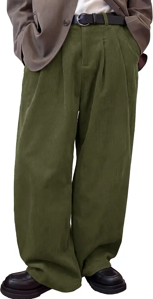 Men's Forest Green Corduroy Dress Pants
