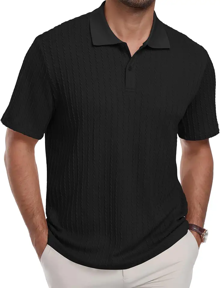Men's Black Knit Polo Shirt