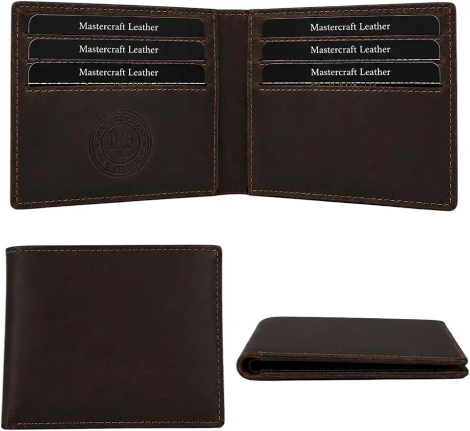 Men's Top Grain Leather Bifold Wallet β RFID Blocking Slim Wallet with Multiple Card Slots, Cash Bill Compartment, Compact Everyday Carry, Espresso Brown