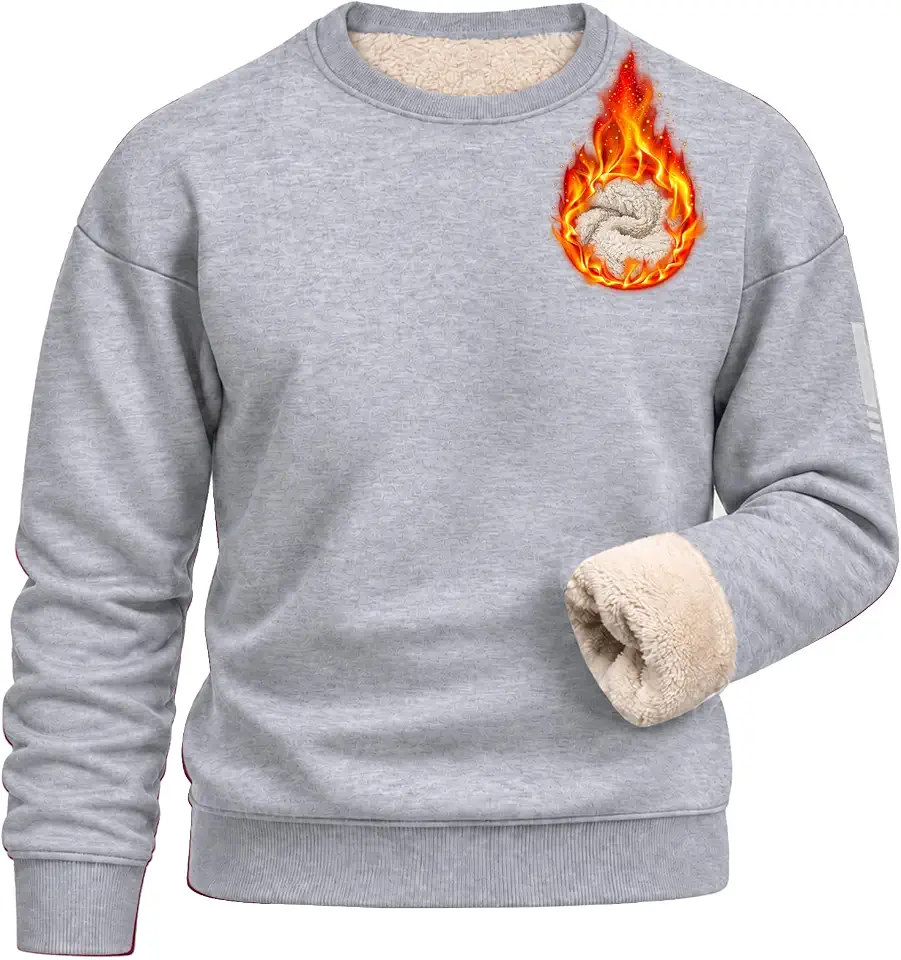 Men's Sherpa Lined Sweatshirts Heavyweight Fleece Pullover Shirt