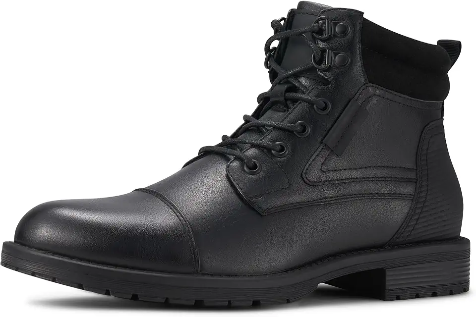 Men's Ankle Boots Fashion Casual Boots Lace Up Cap Toe Side Zip
