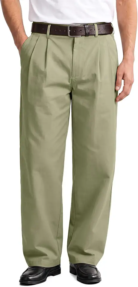 Comdecevis Men's Pleated Baggy Fit Casual Chino Pants