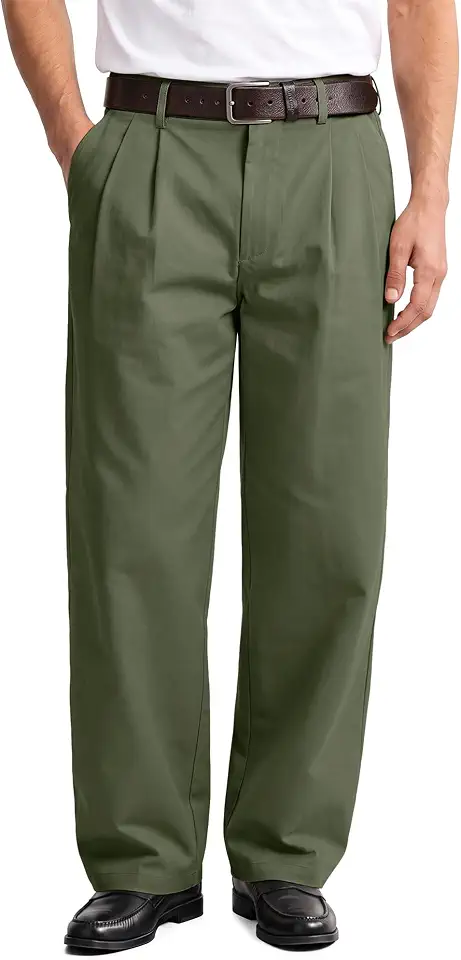 Comdecevis Men's Pleated Baggy Fit Casual Chino Pants